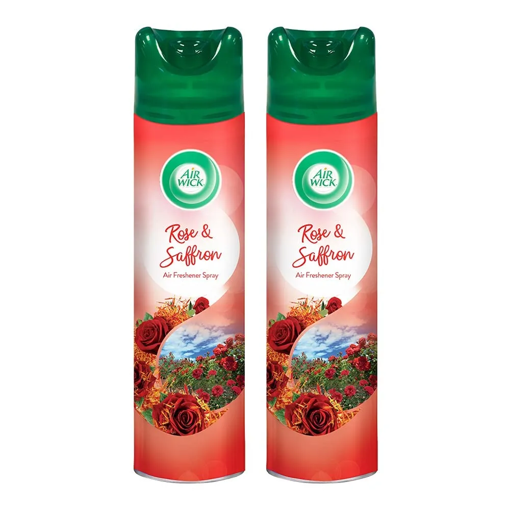 Air Wick 245 ml (Pack of 2) - Rose & Saffron, Room Air Freshener Spray | Works as Room Freshener and Bathroom Freshener with Long-Lasting Fragrance | Eliminates Odours