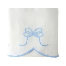 Bow Scalloped Crib Skirt in Soft Blue