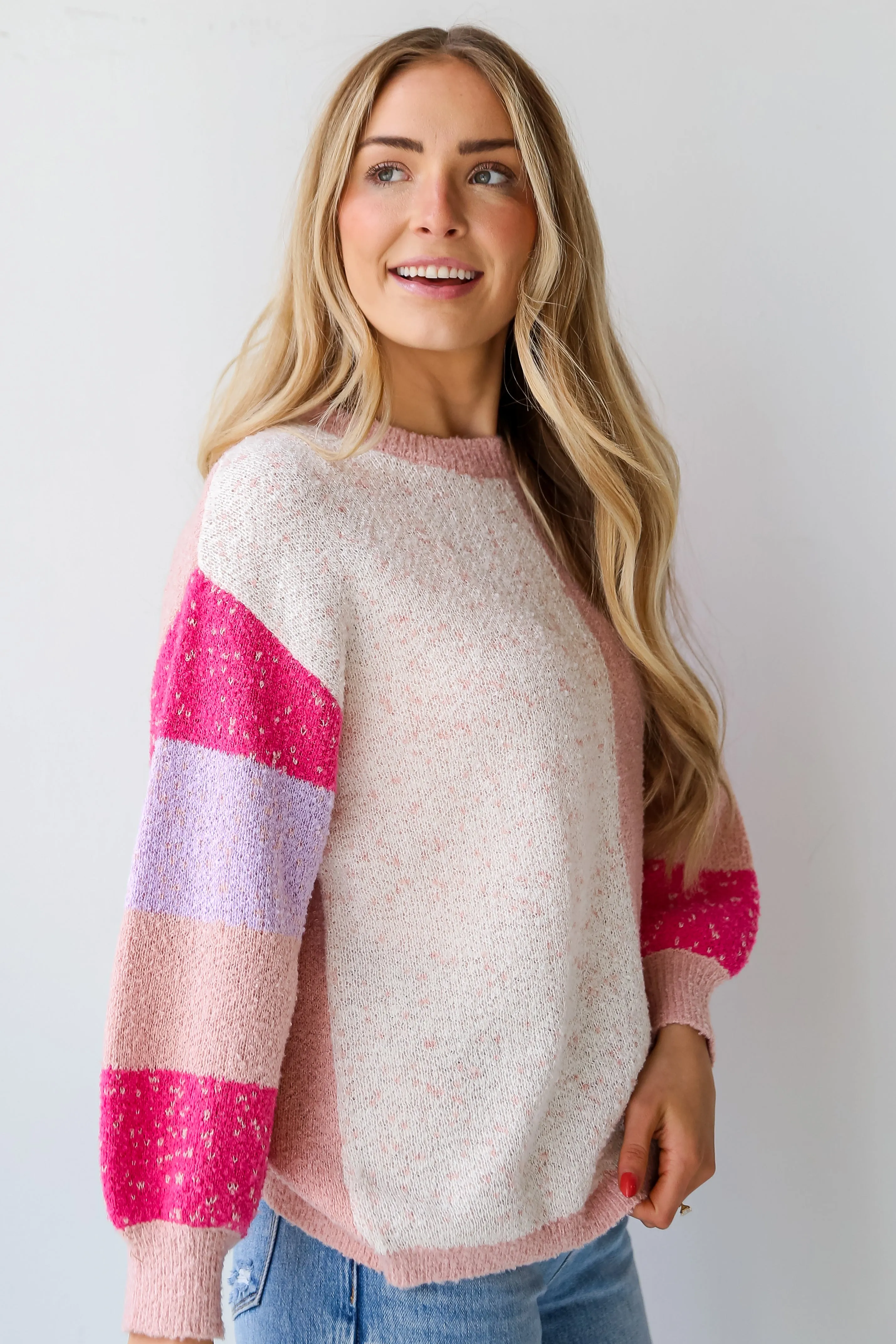 FINAL SALE - Charming Icon Blush Color Block Sweater