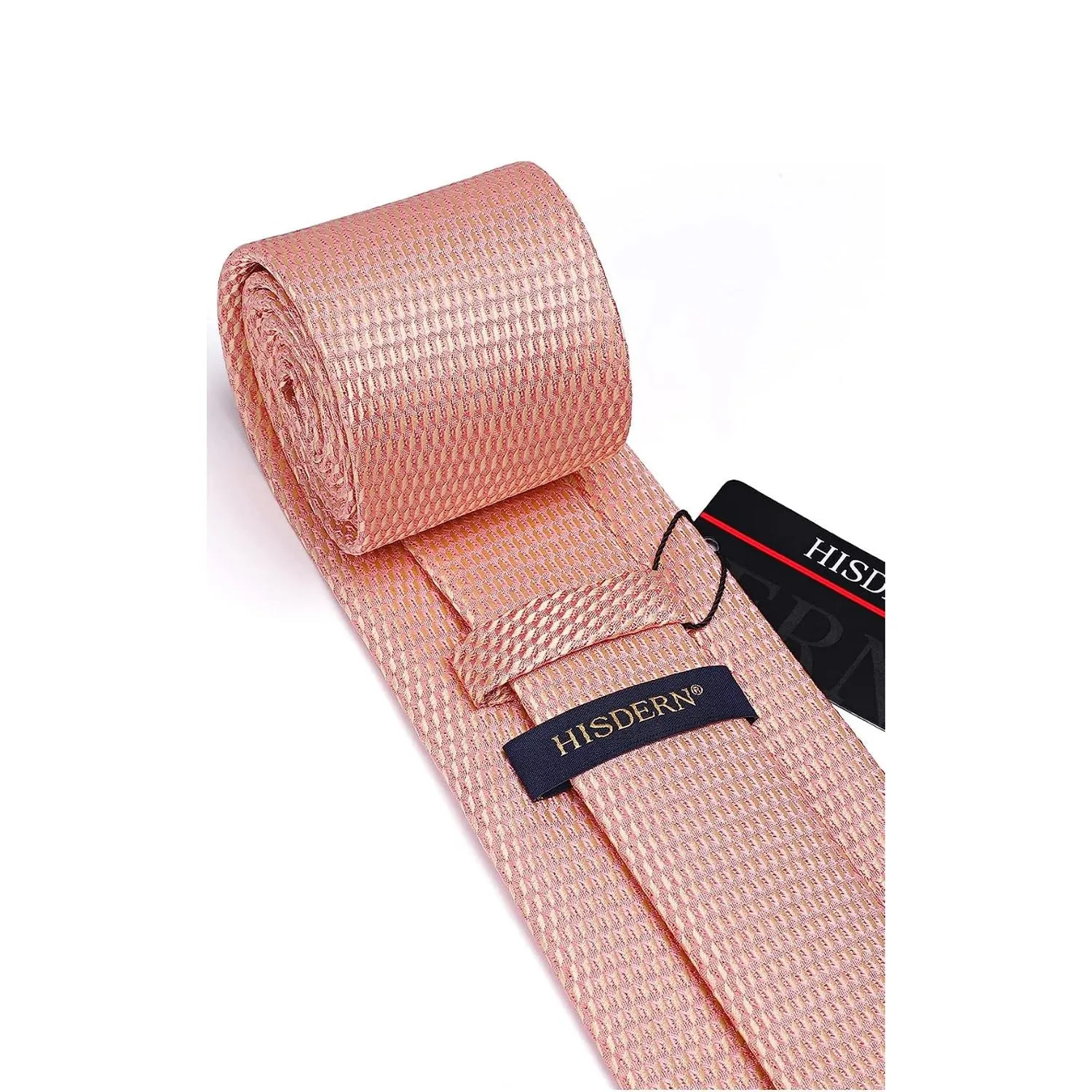 Houndstooth Tie Handkerchief Set - Z-BLUSH PINK