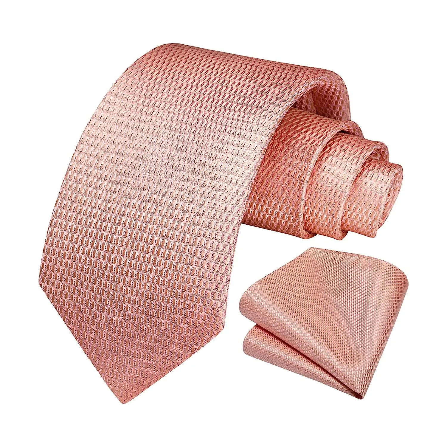 Houndstooth Tie Handkerchief Set - Z-BLUSH PINK