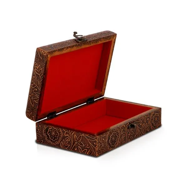 Jewel Box - 8 x 5 Inches Copper Inlaid | Inlaid Wooden Jewel Box/ Jewelry Organizer/ Jewelry Box for Women