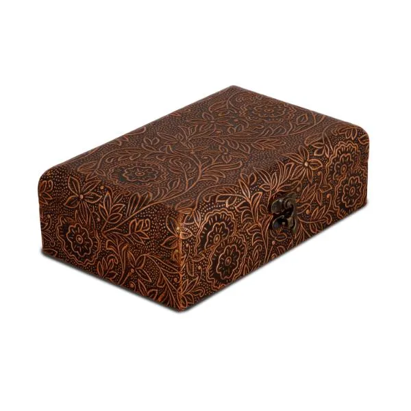 Jewel Box - 8 x 5 Inches Copper Inlaid | Inlaid Wooden Jewel Box/ Jewelry Organizer/ Jewelry Box for Women