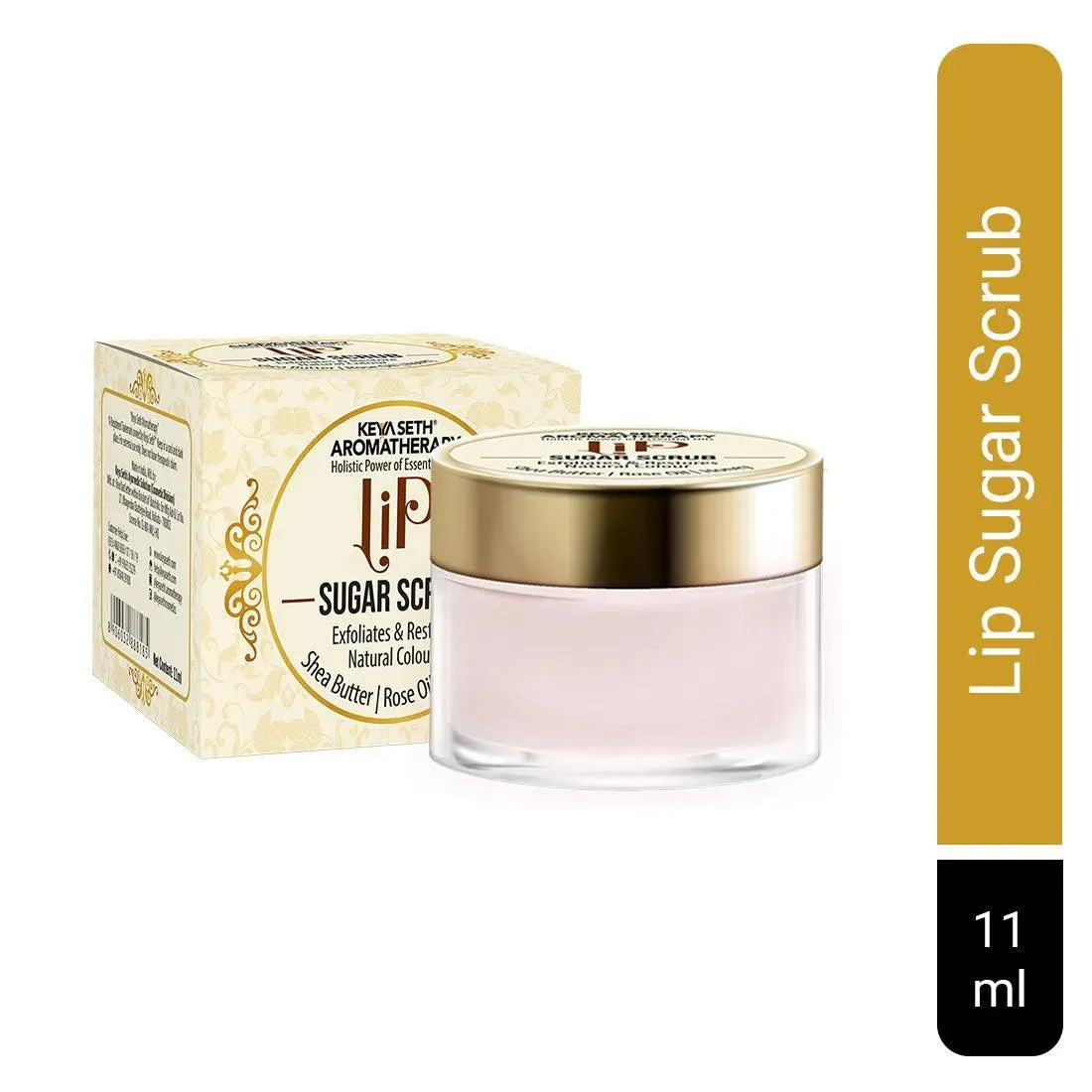 Lip Sugar Scrub with Shea Butter, Rose oil & Honey Gentle Exfoliation Hydration for Dark & Chapped Lips & Restore Natural colour for Men & Women 11ml