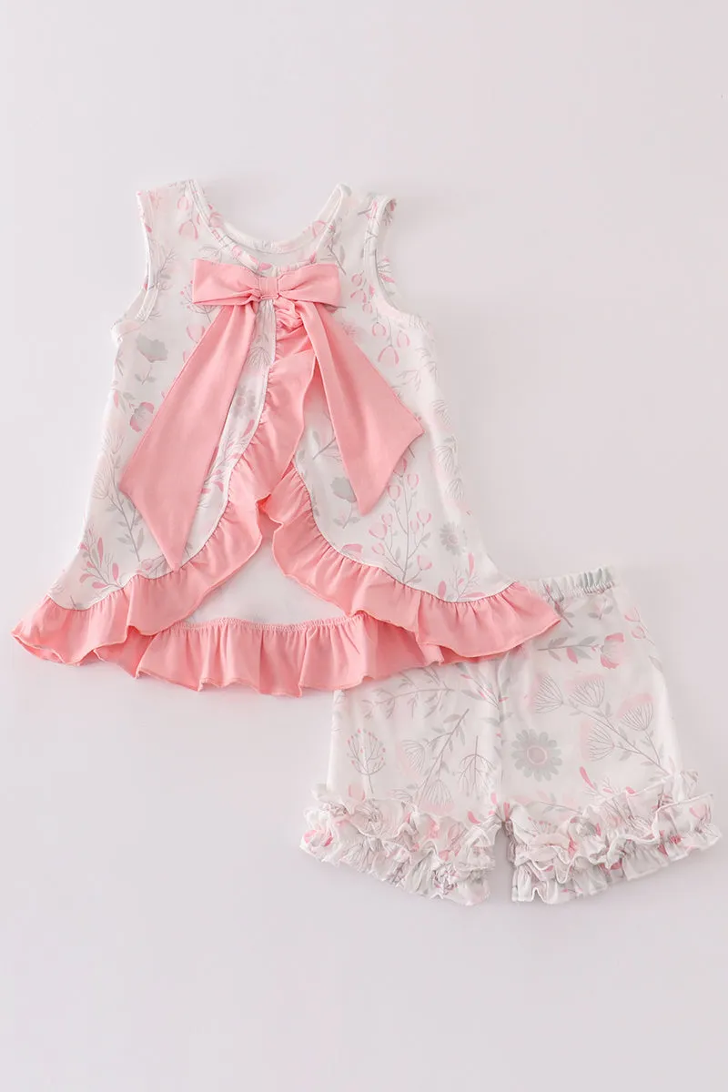 Pink Blush Meadow smocked girl set