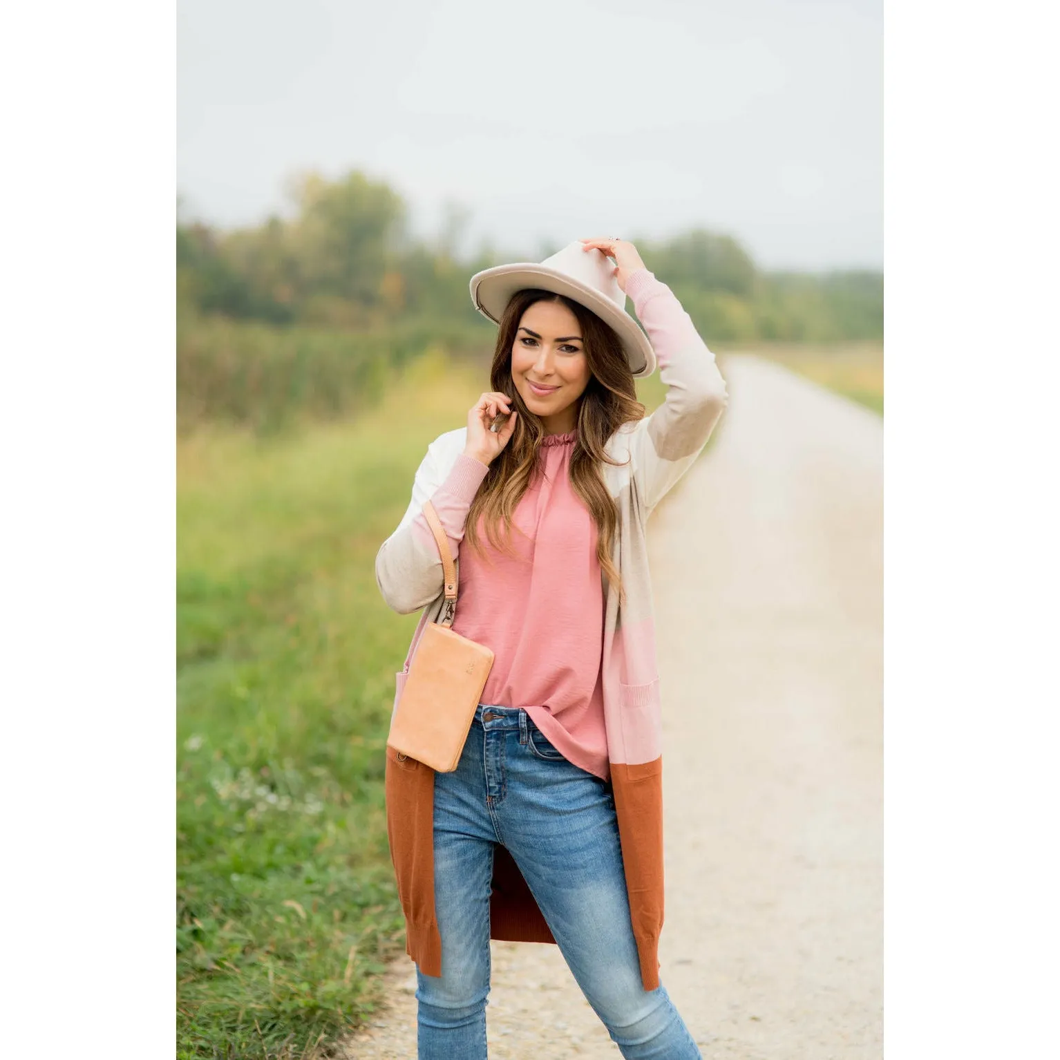 Quad Color Block So Soft Tunic Cardigan