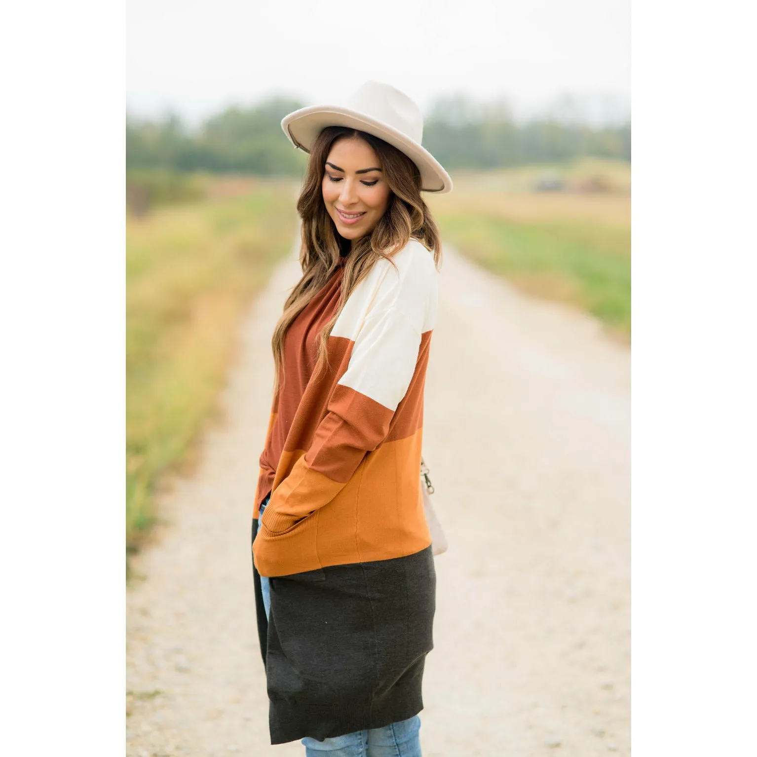 Quad Color Block So Soft Tunic Cardigan