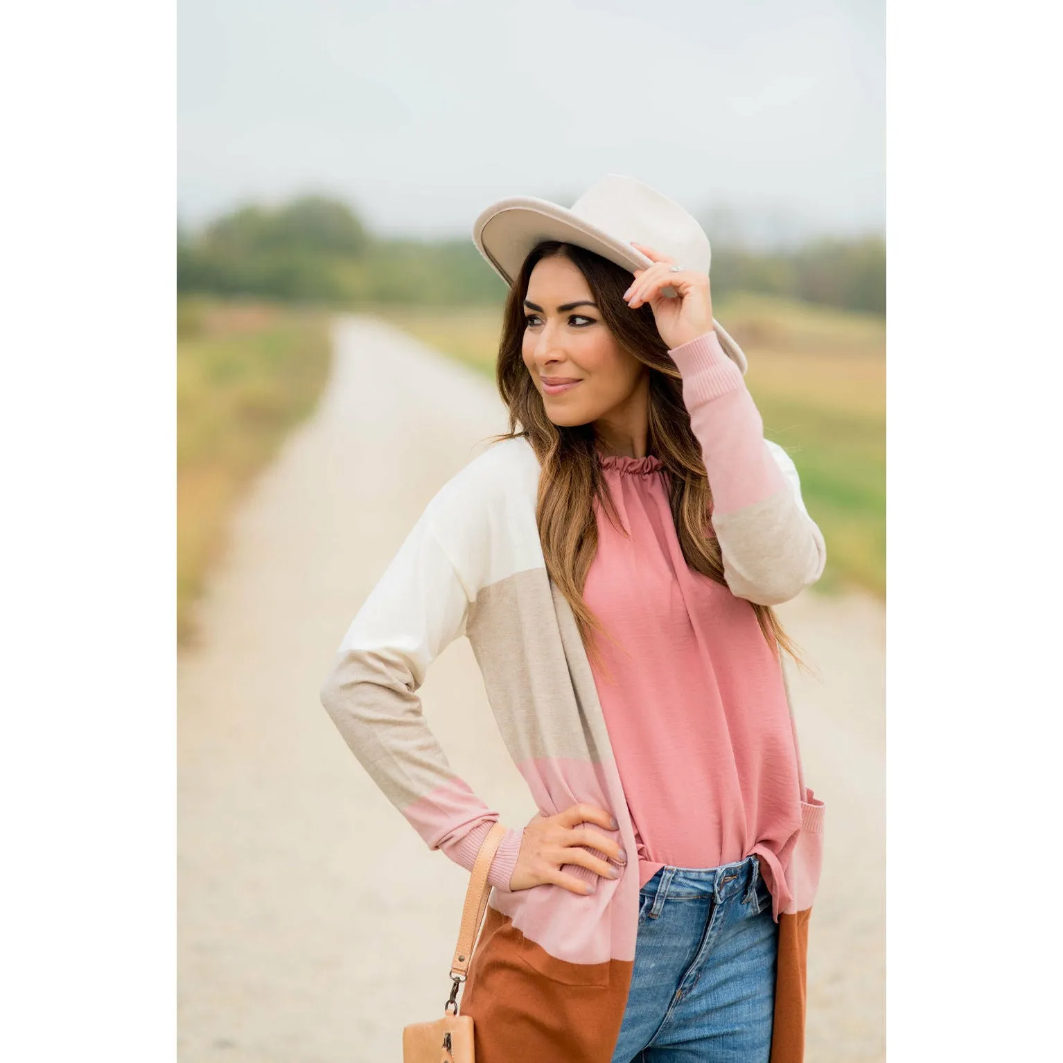 Quad Color Block So Soft Tunic Cardigan