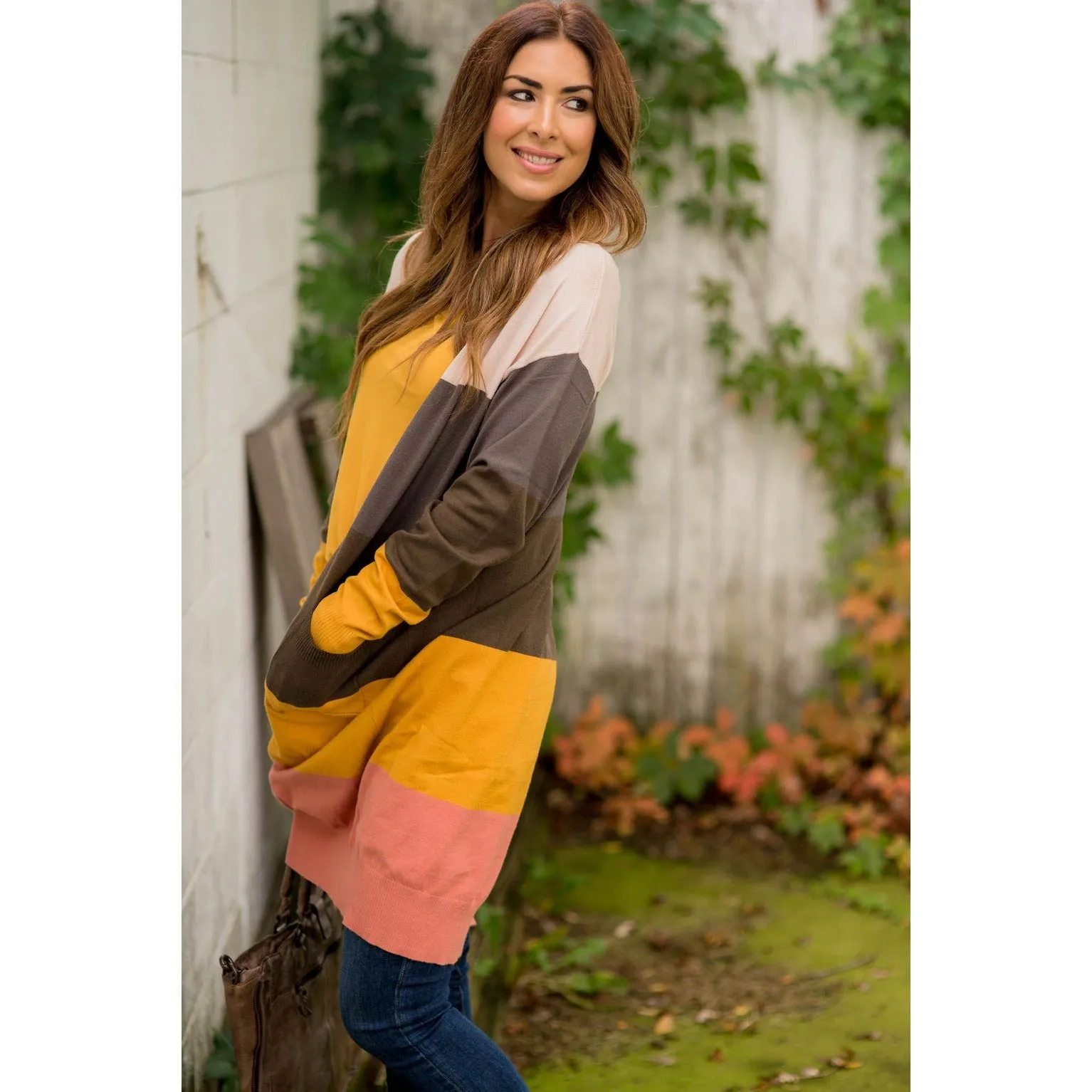 Quad Color Block So Soft Tunic Cardigan