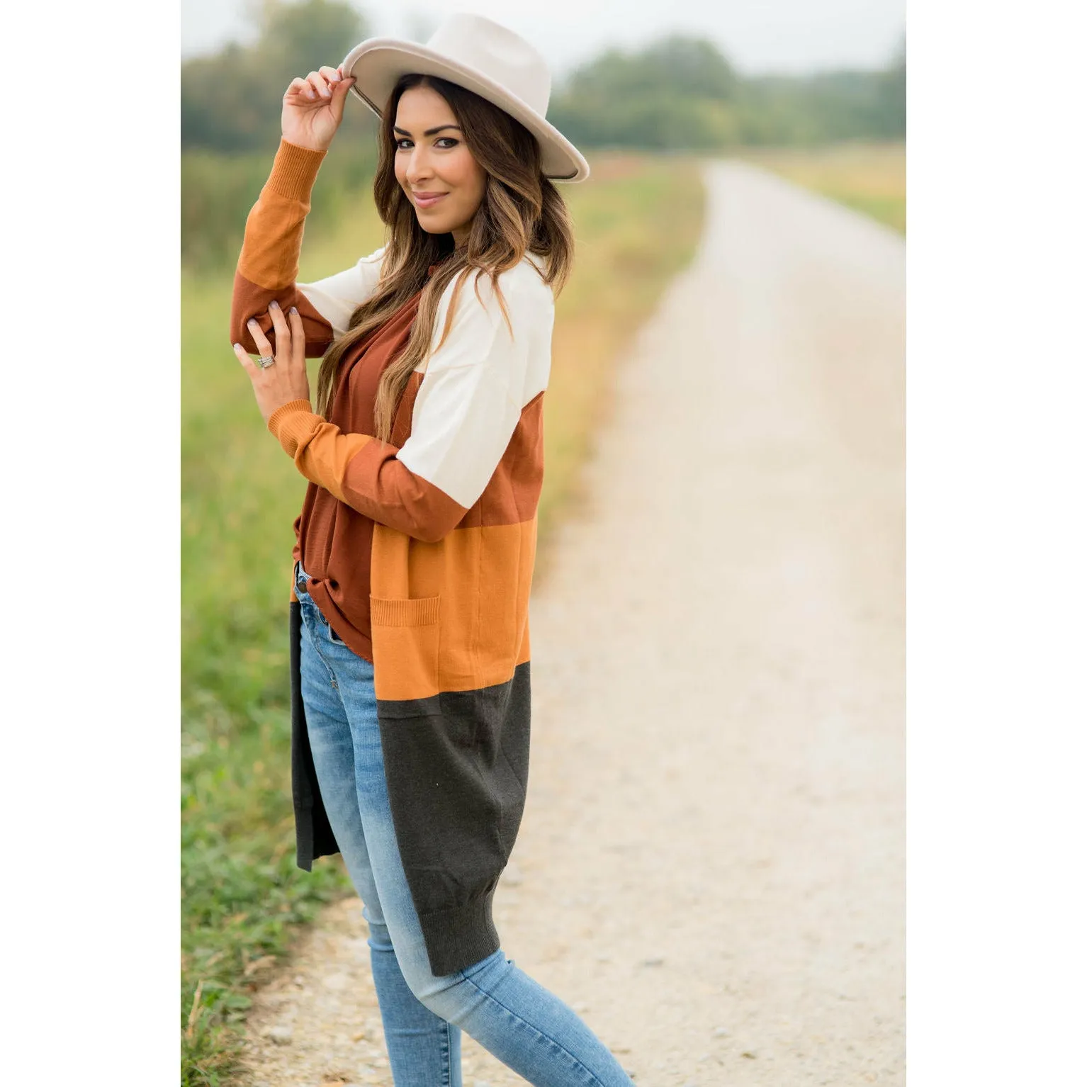 Quad Color Block So Soft Tunic Cardigan