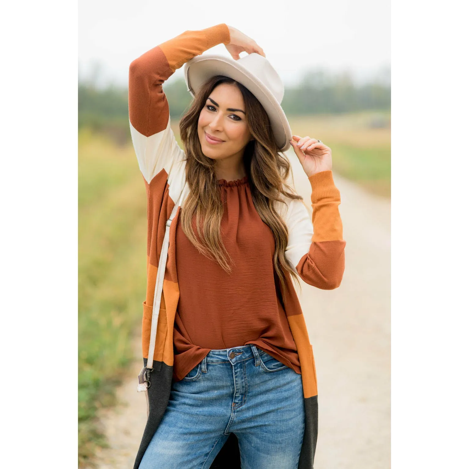 Quad Color Block So Soft Tunic Cardigan