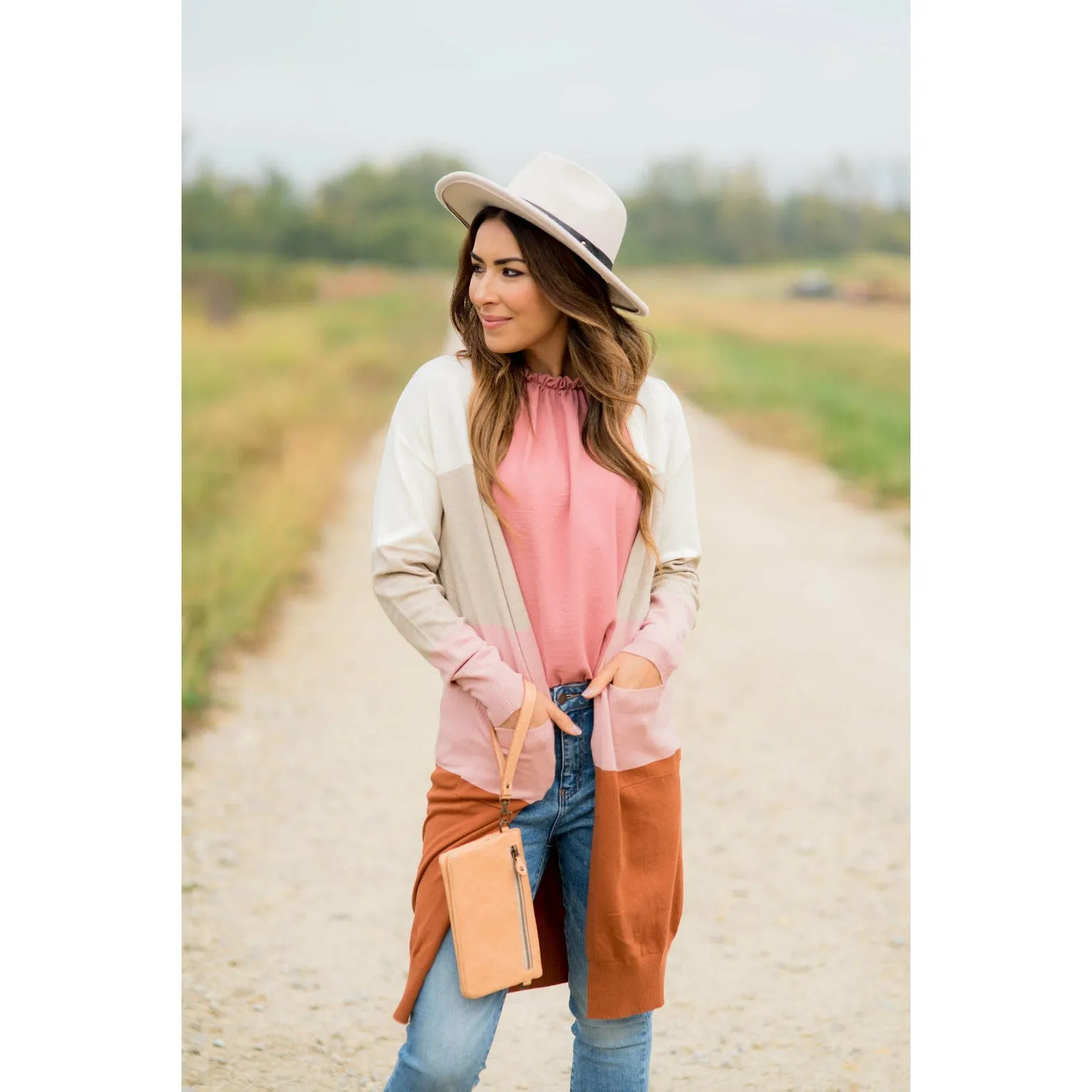 Quad Color Block So Soft Tunic Cardigan