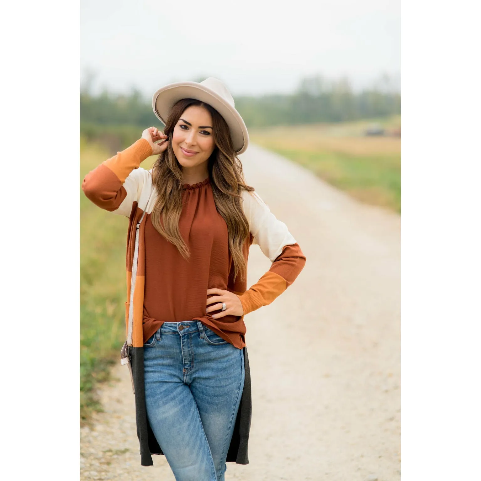 Quad Color Block So Soft Tunic Cardigan