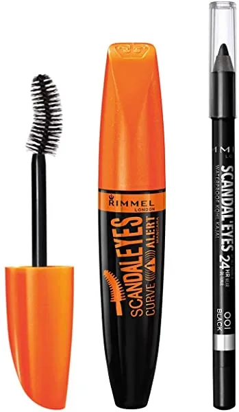 Rimmel ScandalEyes Curve Alert Mascara with ScandalEyes Waterproof Kohl Kajal Liner, 1 Set, Combo