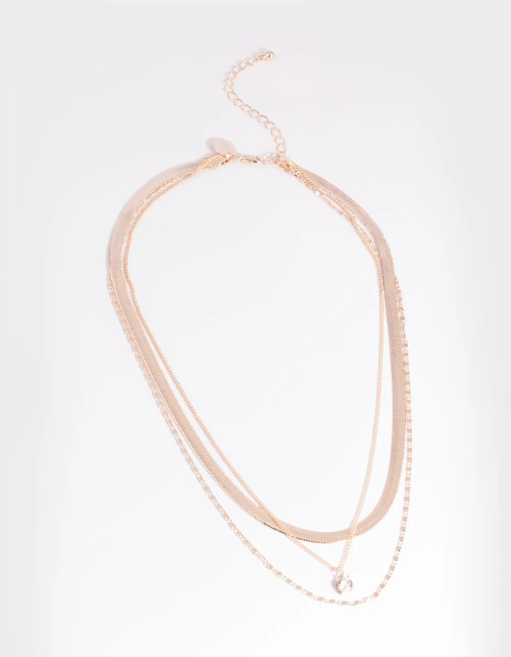 Rose Gold Cubic Zirconia Snake Chain Necklace