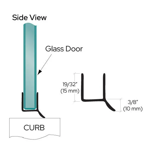 Shower Door Black Dual Durometer PVC Seal and Wipe - 95" Long